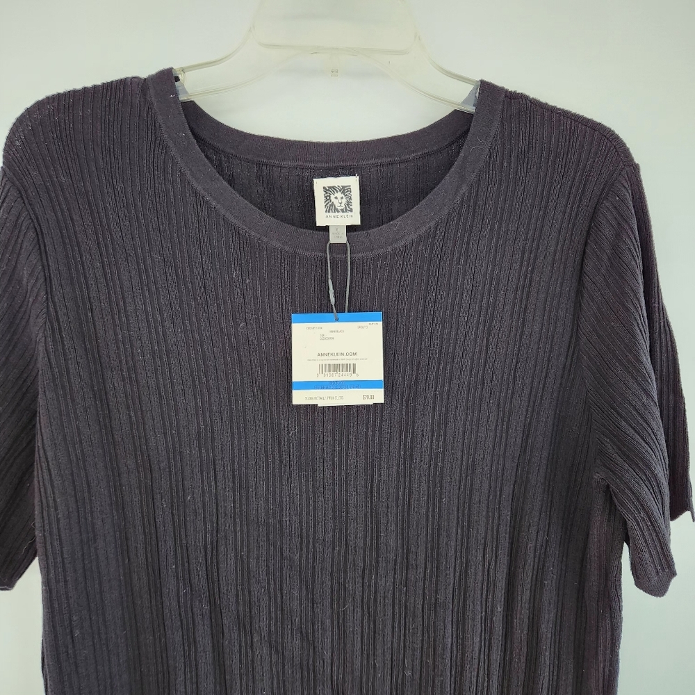 Black Ribbed Short Sleeve Top - Picture 6 of 6
